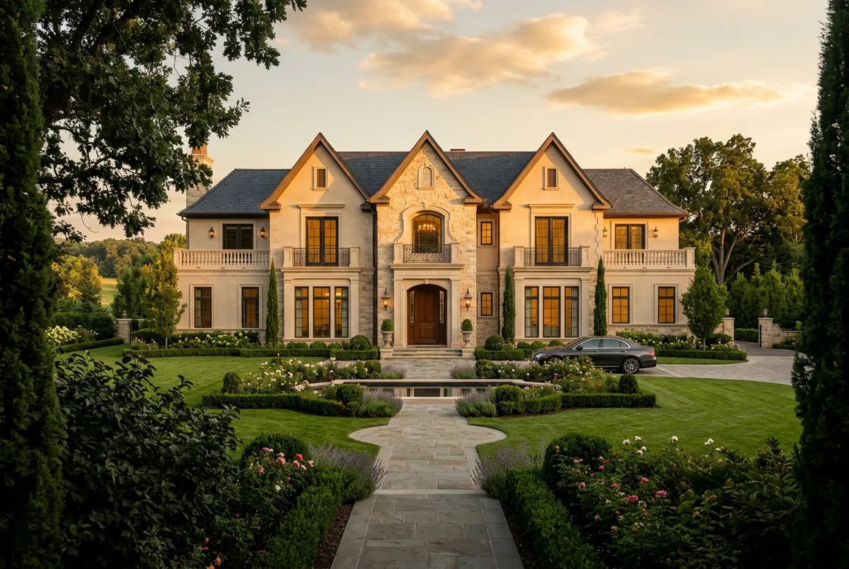 Signature finished luxury estate project with pristine exterior landscape