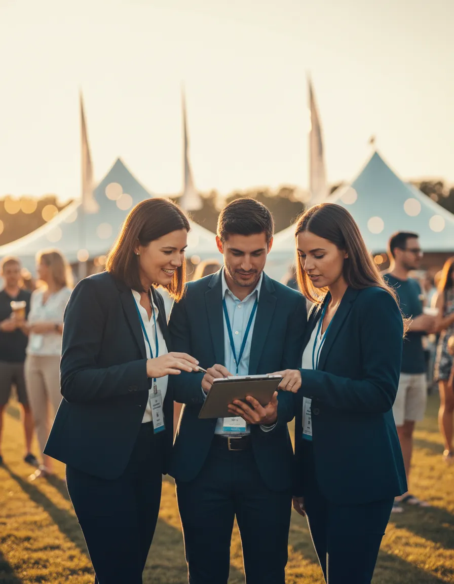 Local event organizers collaborating on marketing strategy