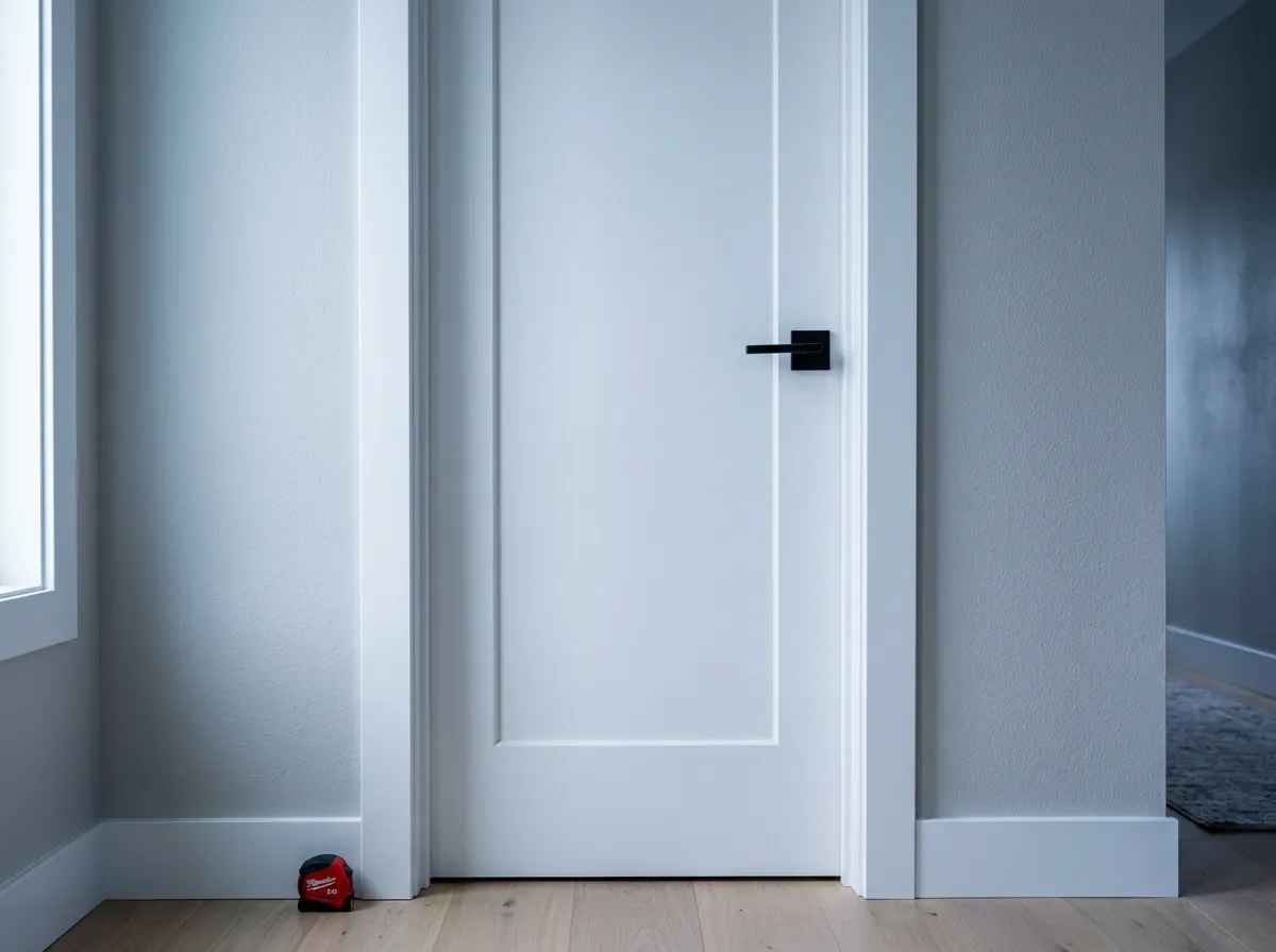 Interior pre-hung door and matte black lever hardware installation