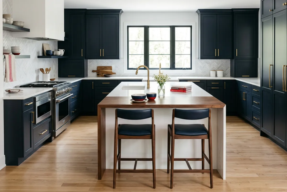 Custom modern kitchen renovation with island and cabinetry