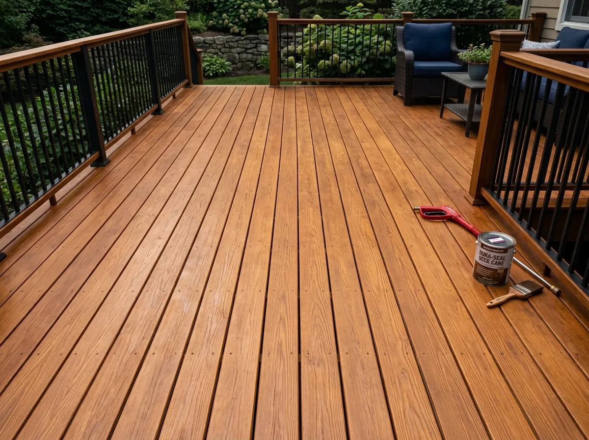 Deck pressure wash and weatherproof oil stain restoration
