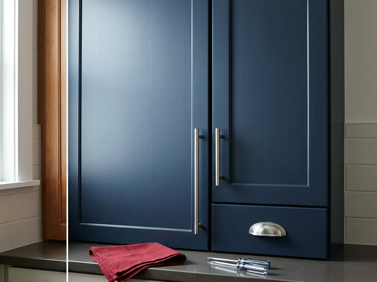 Cabinet painting and modern hardware transformation