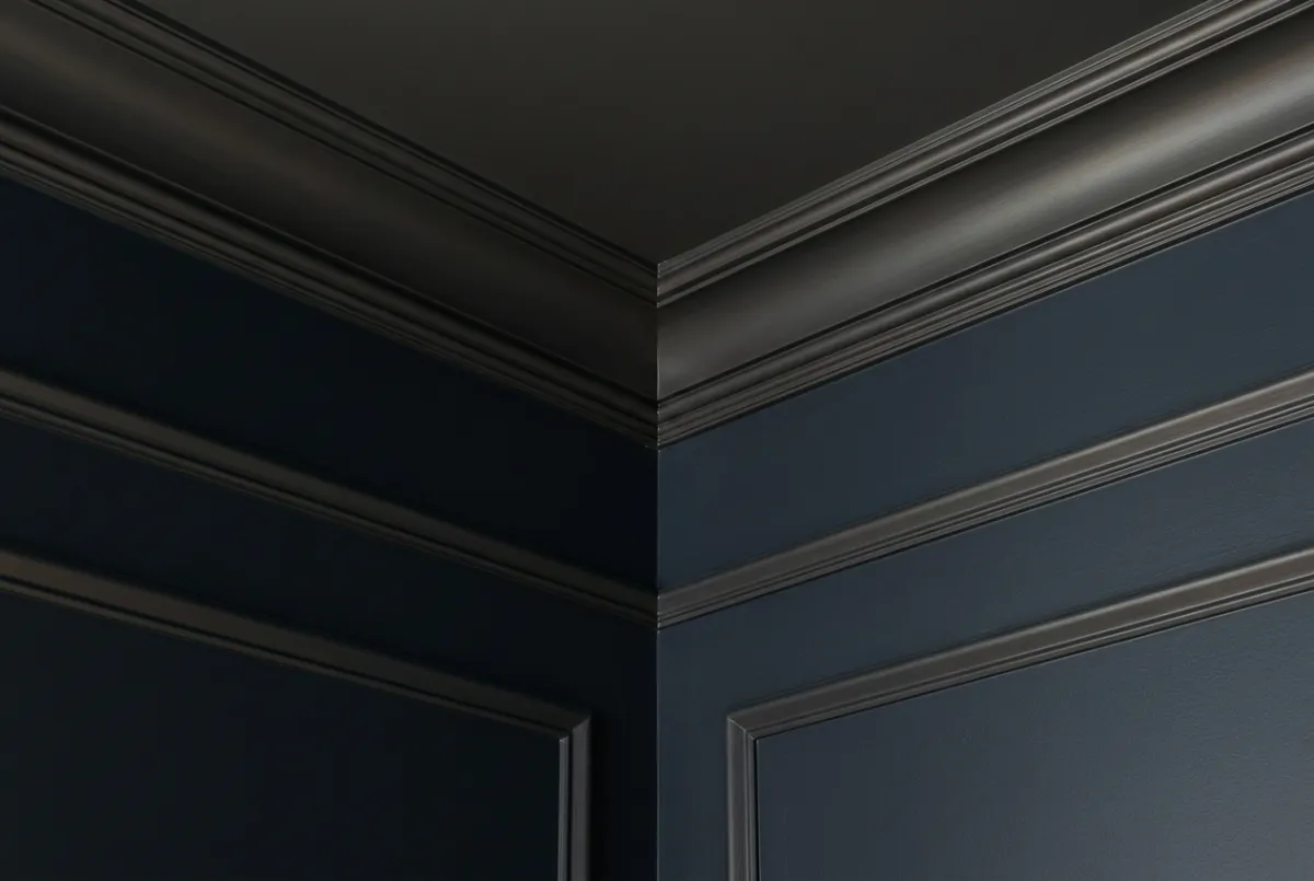 Architectural interior painting and sharp crown molding trim