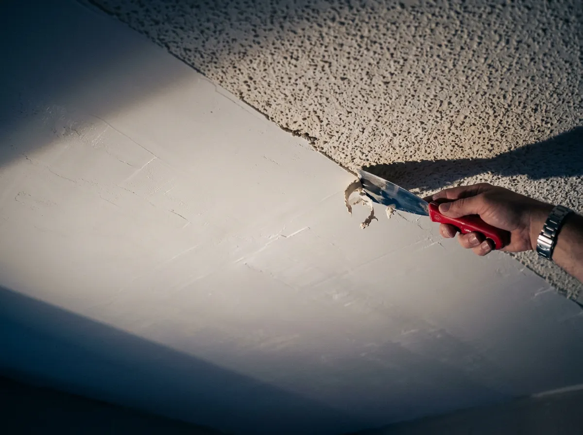 Popcorn ceiling removal and smooth skim coat finish