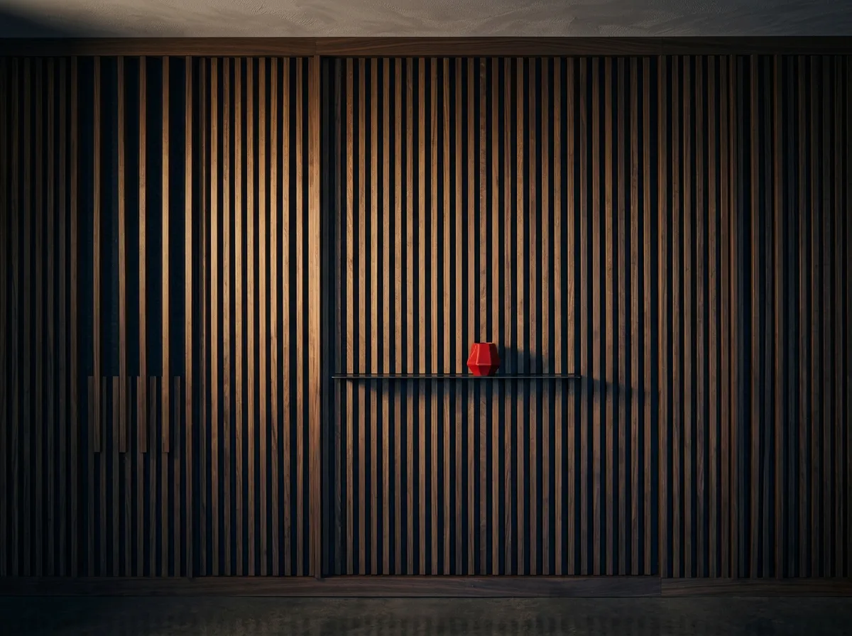 Modern acoustic vertical slat wood accent wall feature