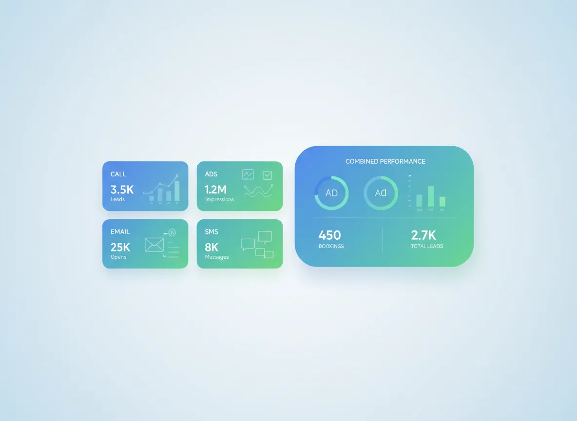 Dashboard mockup for LHH Enterprises marketing results