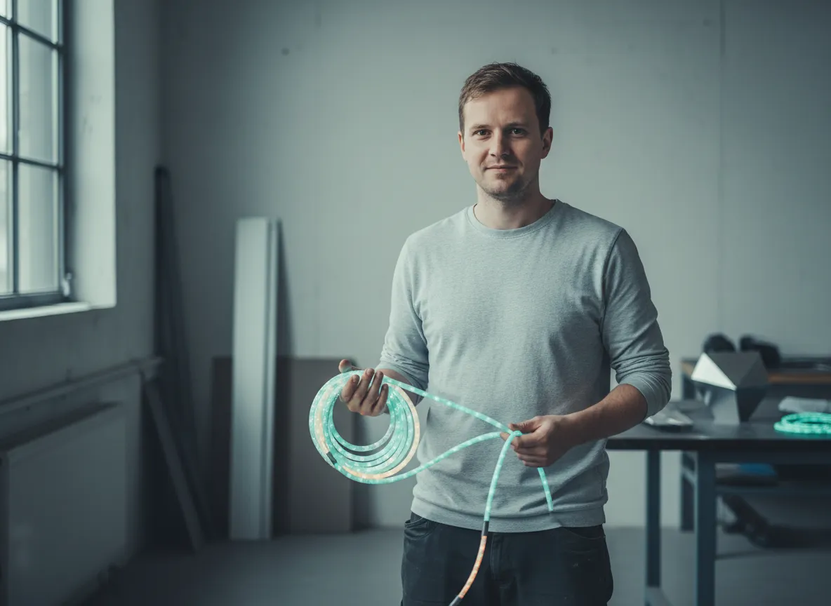 Designer Jakub Burian with RoPE LED poi