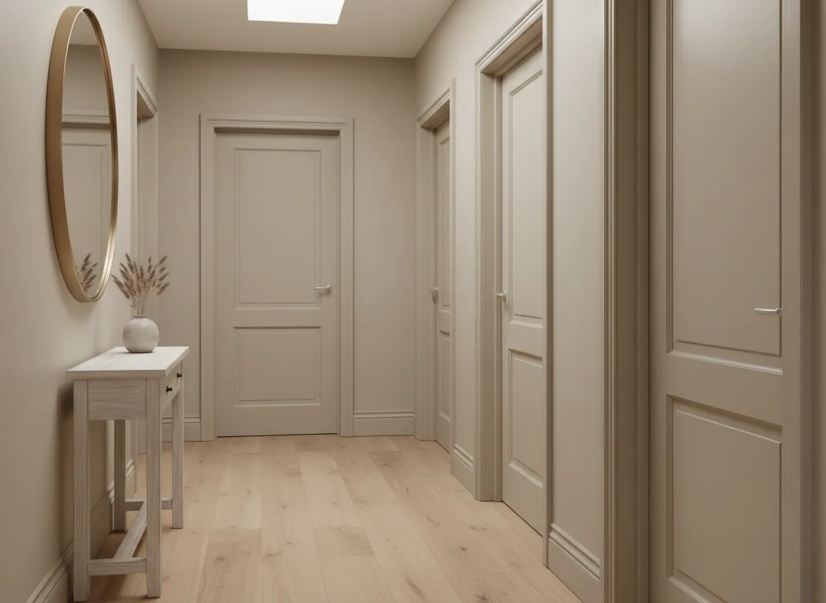 Resprayed interior doors and trim in a modern colour