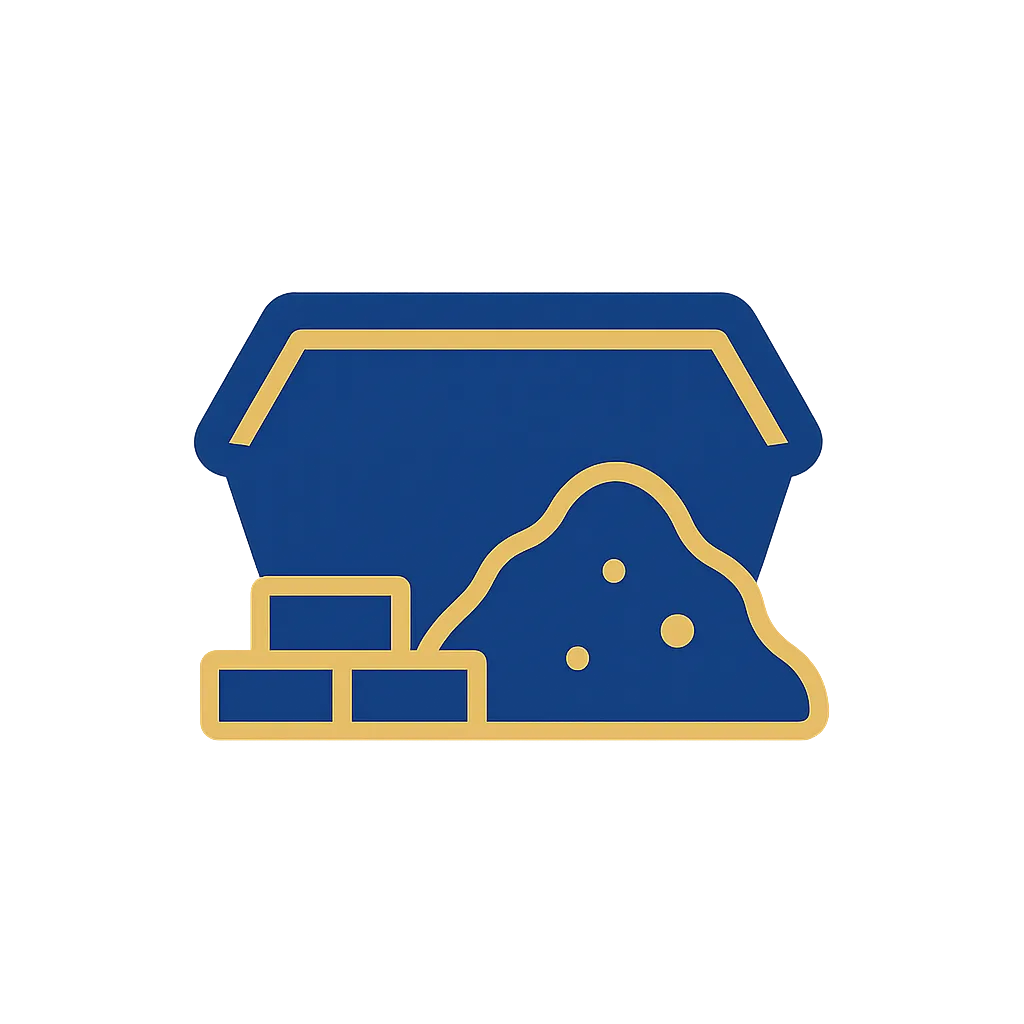 Builders waste rubble and junk removal icon