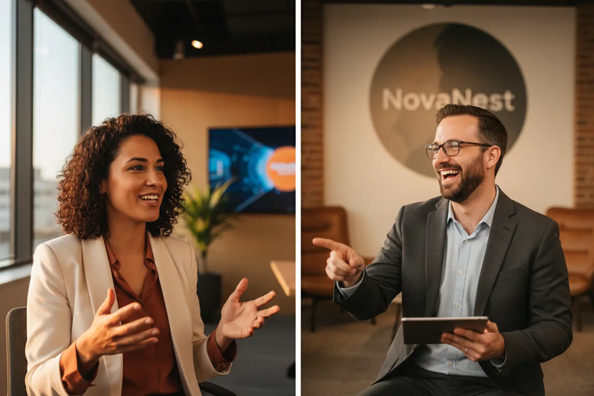 Portrait of Bella Solanot, NovaNest leadership, photorealistic editorial style