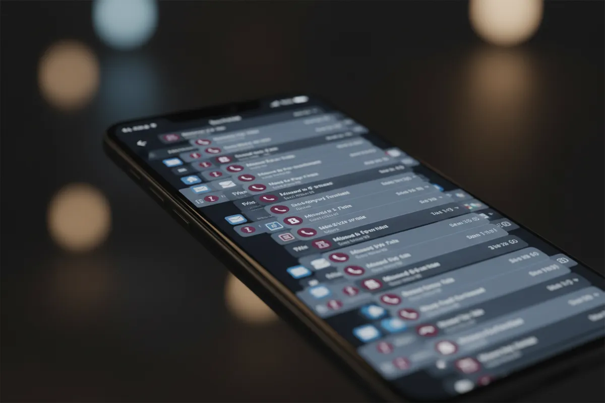 Pile-up of missed notifications on a lockscreen
