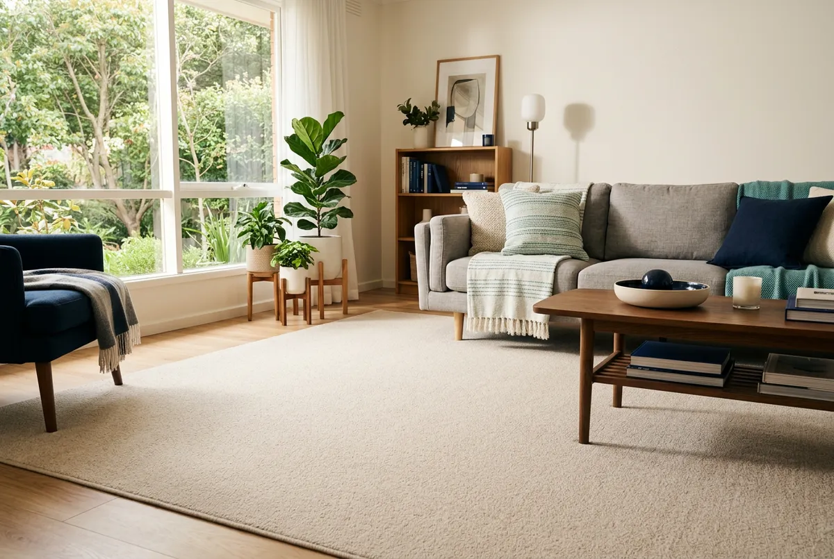 Professional deep carpet cleaning in a modern living room