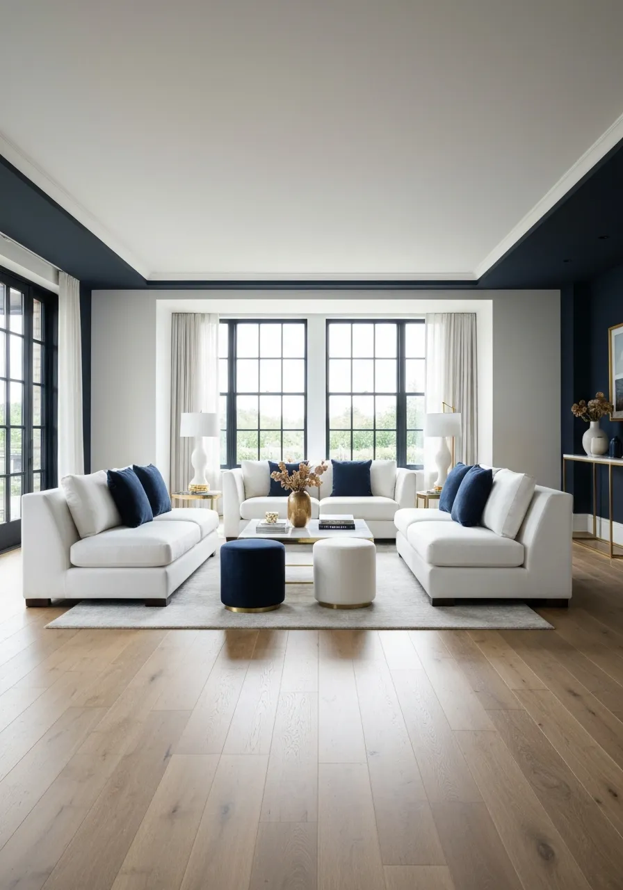 High-end interior living space bathed in natural light