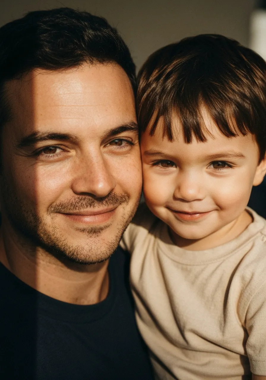 Warm lifestyle photograph showing quiet family connection and guidance