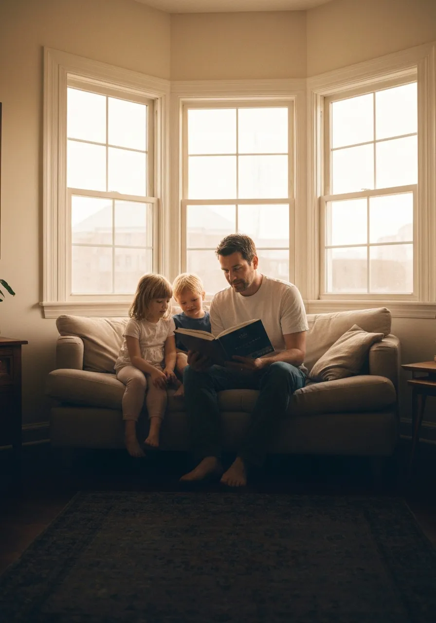Candid moment of fatherhood showcasing authentic emotional bond