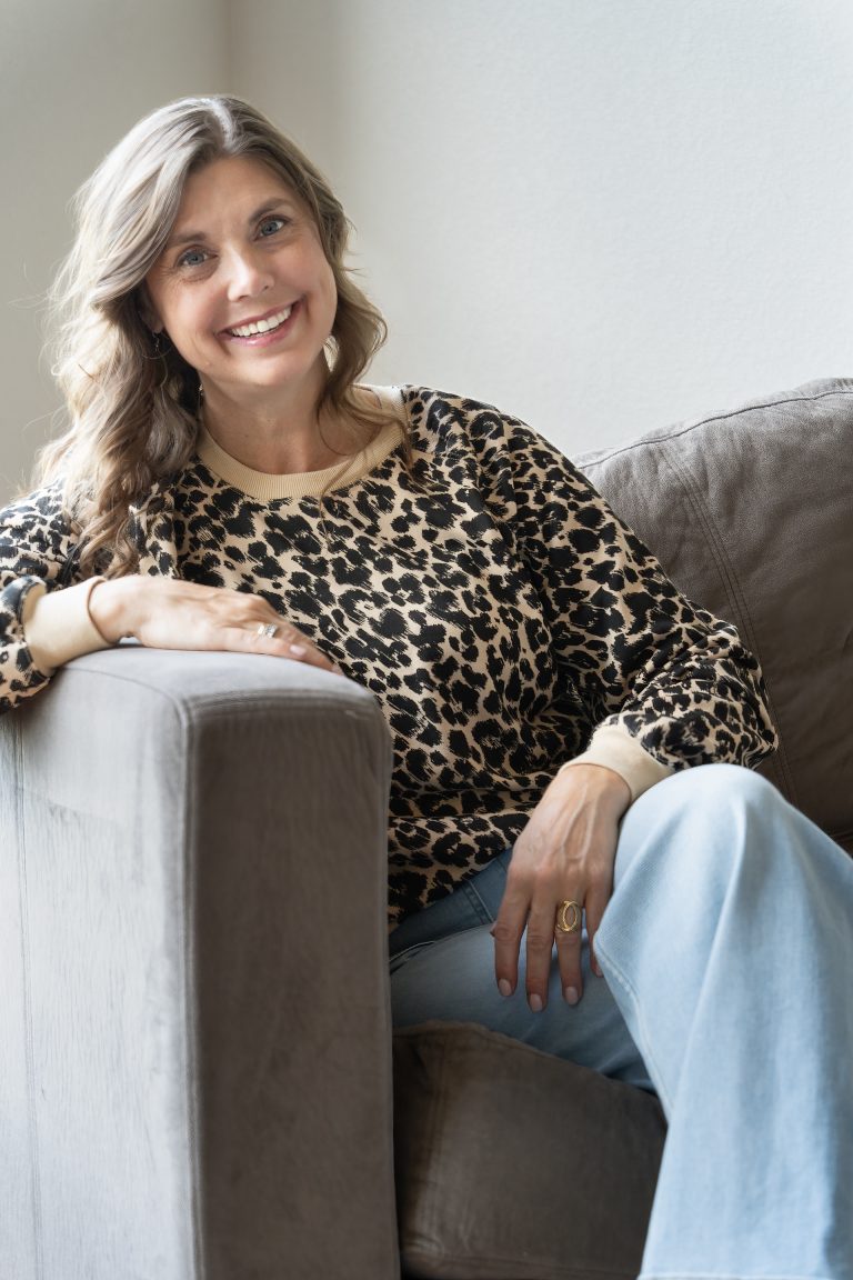 Brie sitting on sofa