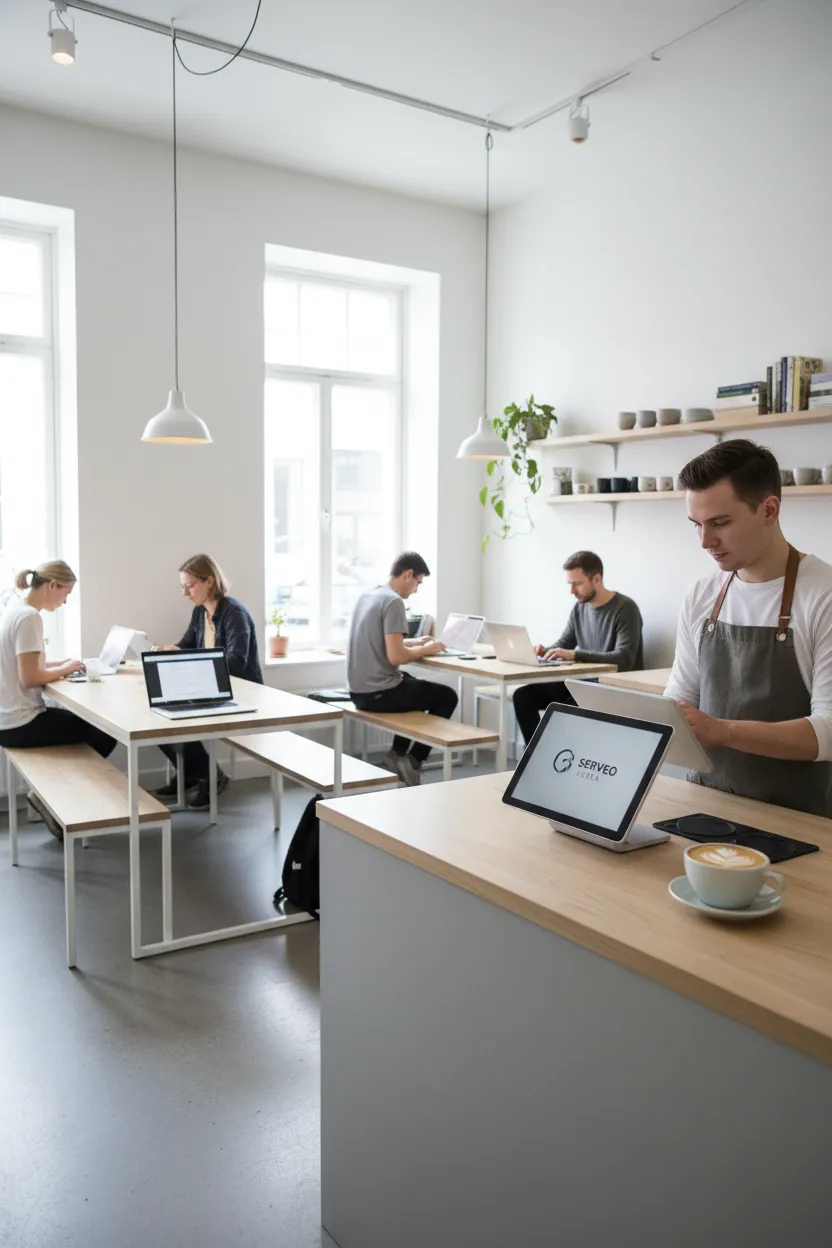 Koffiebar met Serveo in gebruik