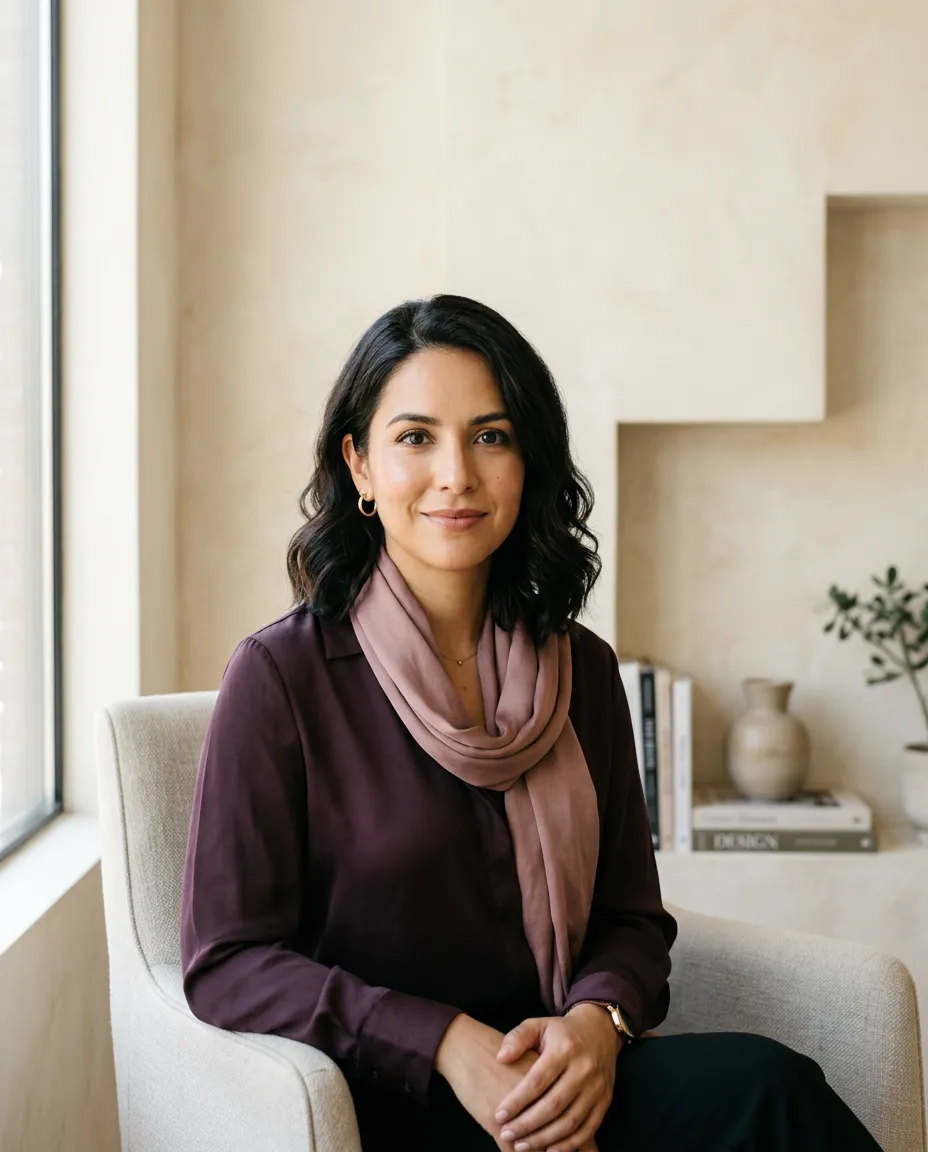 Portrait éditorial d'Andrea Ruiz, consultante export spécialisée en cosmétiques et parfumerie de niche