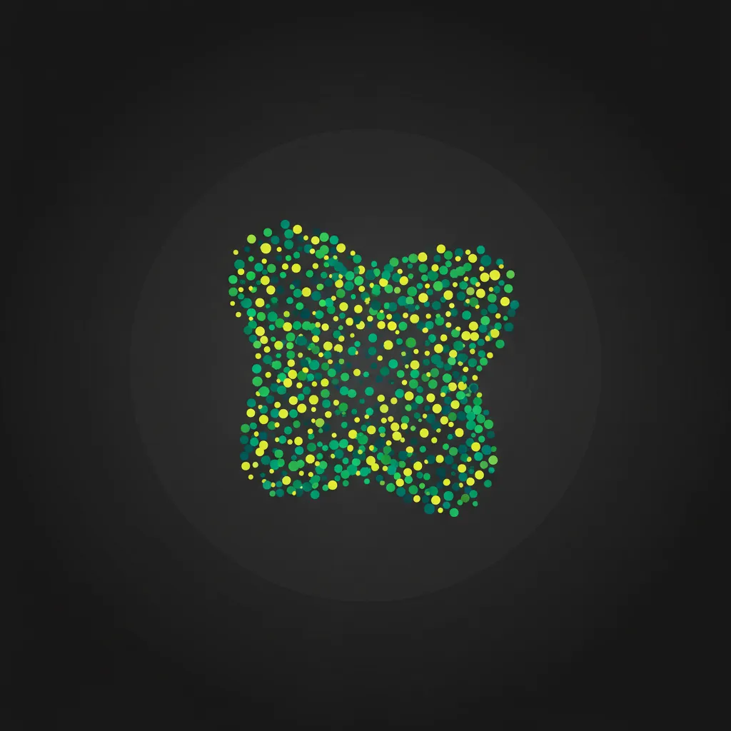 Decorative colorful dot cluster badge