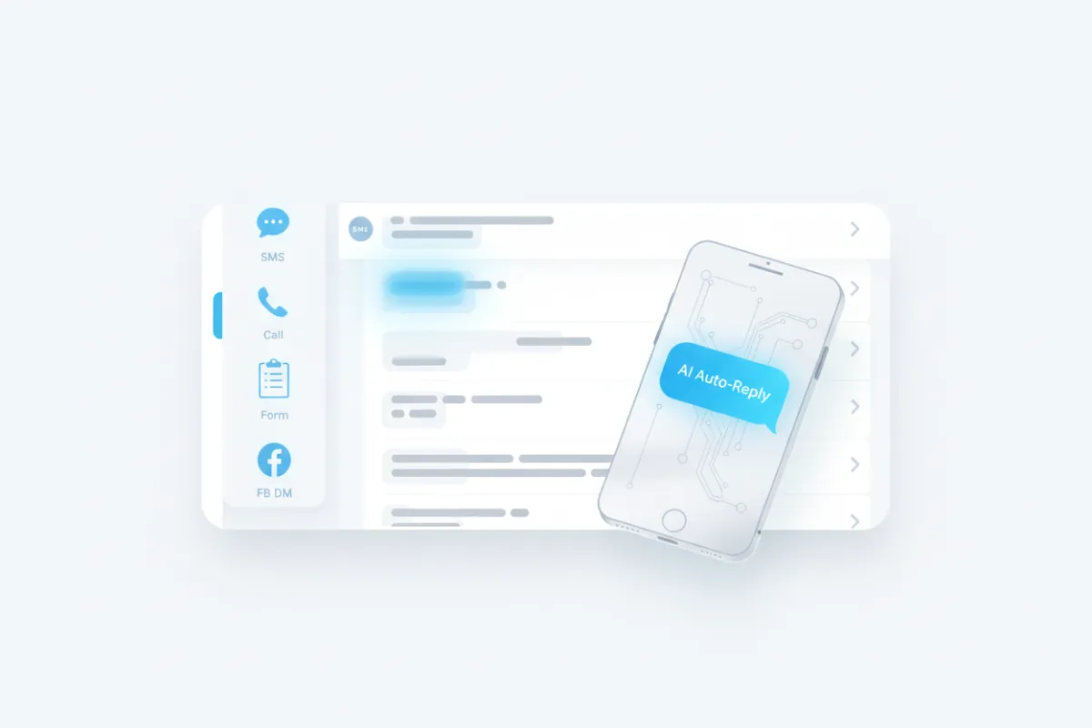 Unified inbox and AI reply interface product mockup