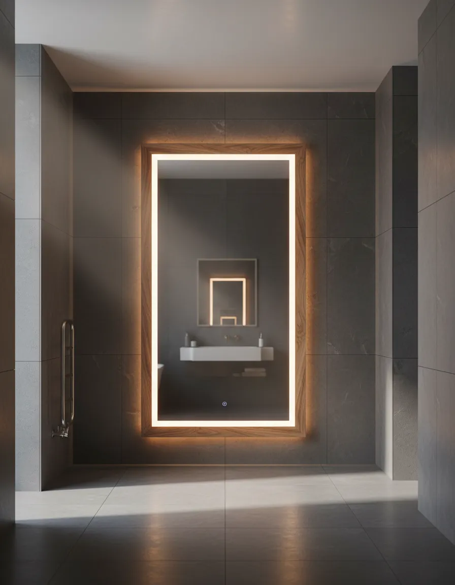 Espejo Minimalista Tecarium en baño de lujo