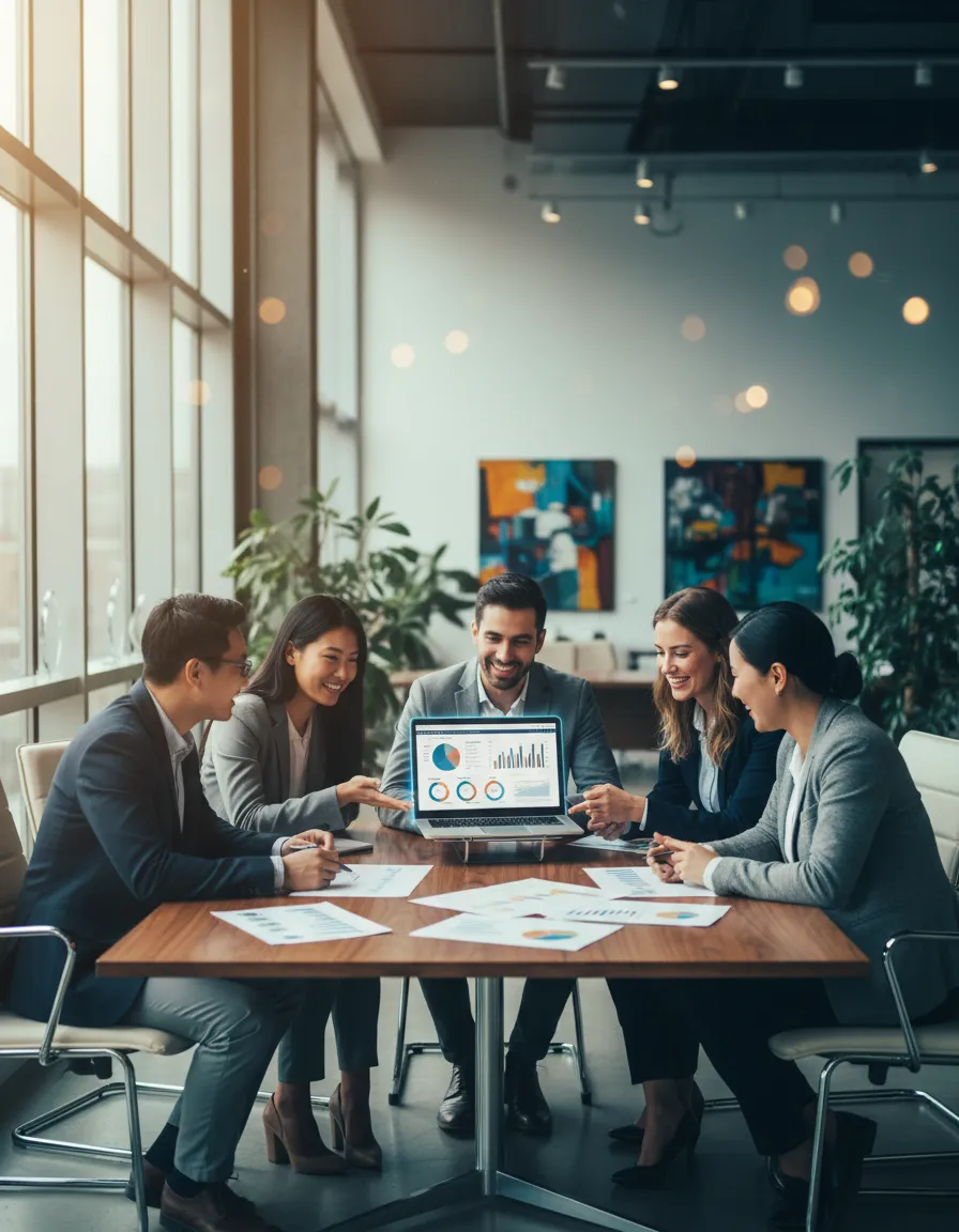 The Impact Marketing agency team in their collaborative workspace