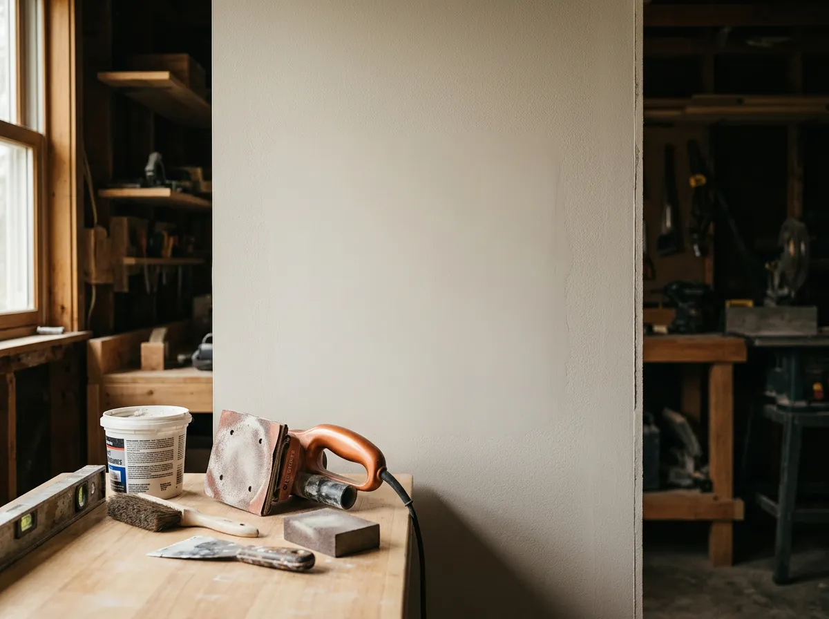 Seamless drywall repair and smooth texture finishing on interior wall