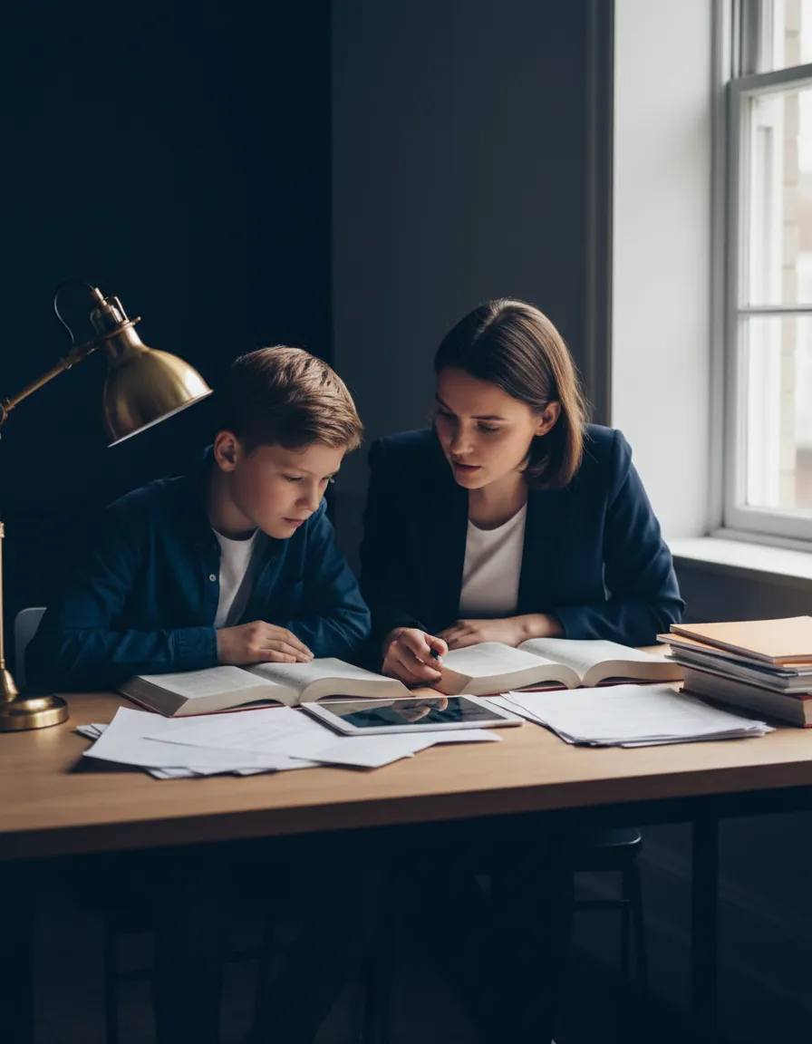 A focused student and tutor interacting during a diagnostic assessment