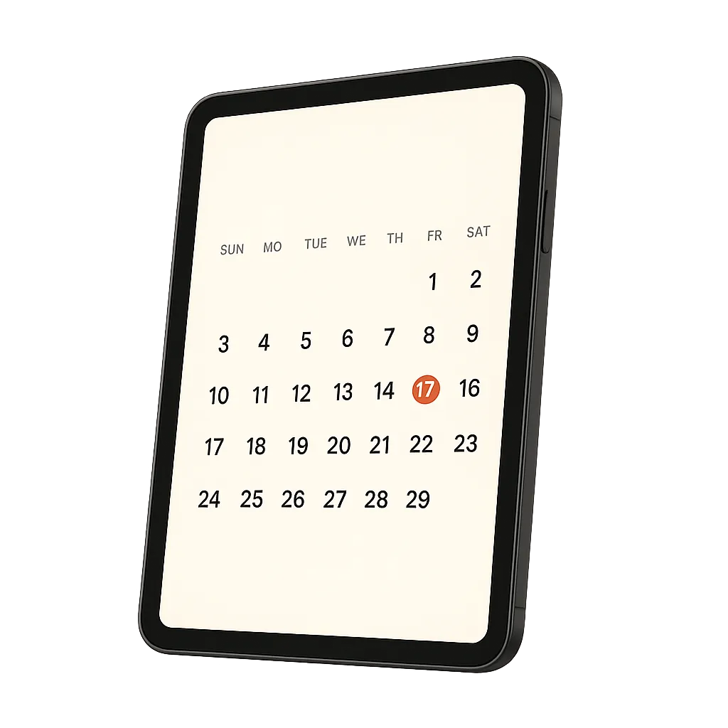 Warm graphic of an automated calendar replacing a messy desk