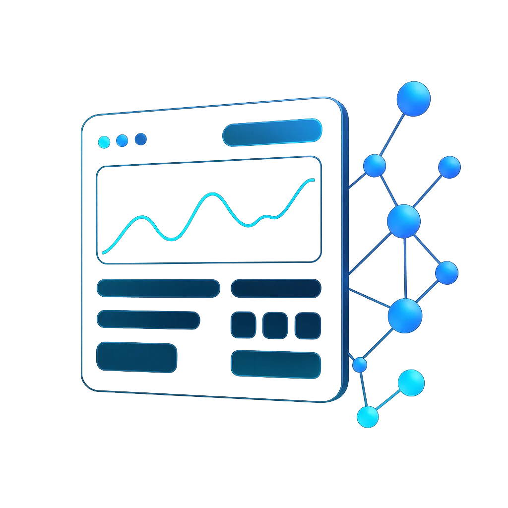 Abstract 3D UI composition representing a clean business dashboard