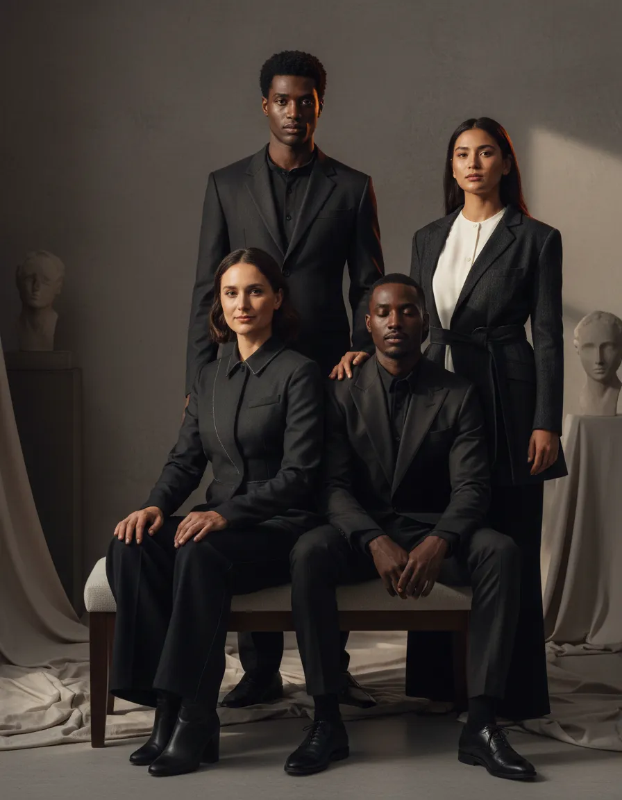 Emotive lifestyle portrait showing diverse people wearing custom meaningful apparel
