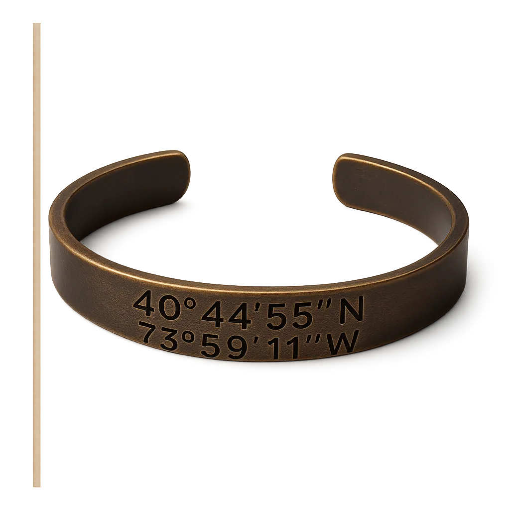 Coordinates Cuff Bracelet in bronze