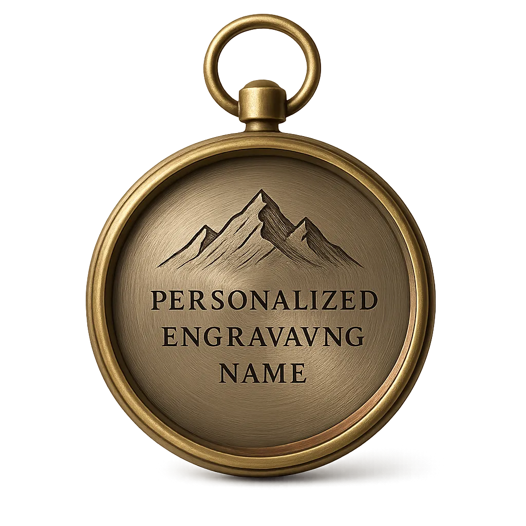 Custom Engraved Compass on a dark textured surface