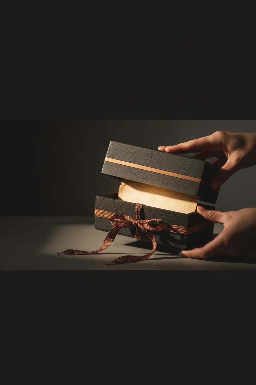 Tactile close-up of a meaningful personalized gift moment