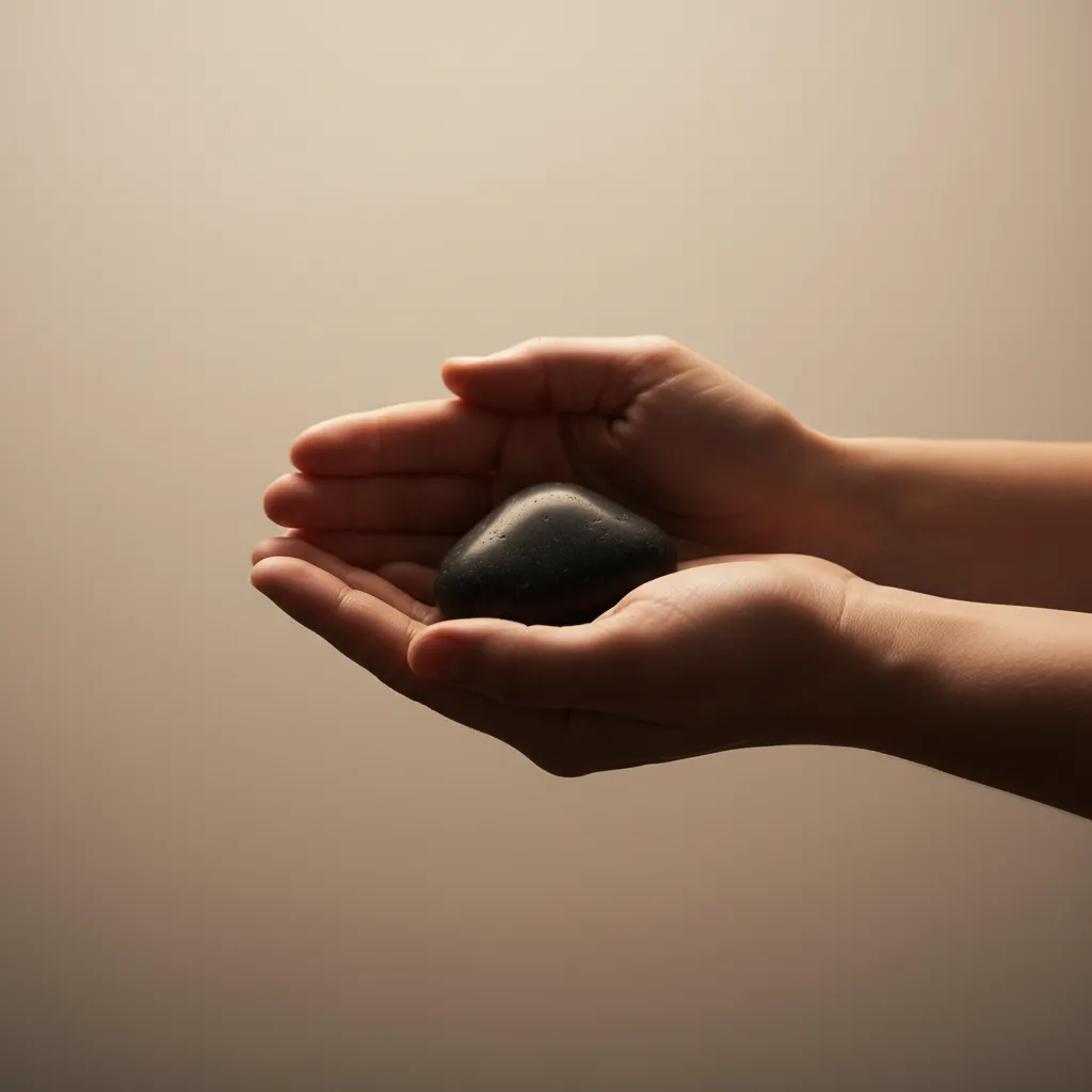 Soft, respectful image of folded hands holding a meaningful token