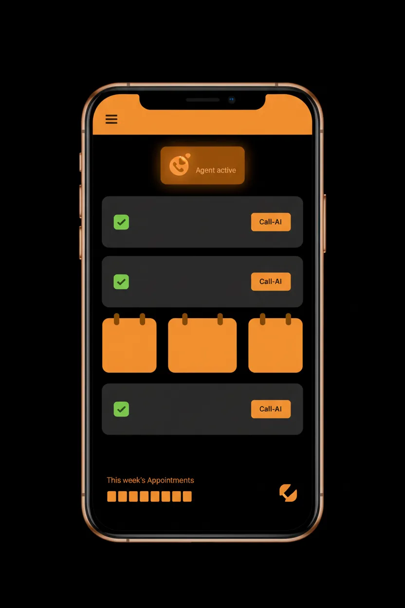 Phone mockup showing Voice AI calling leads automatically