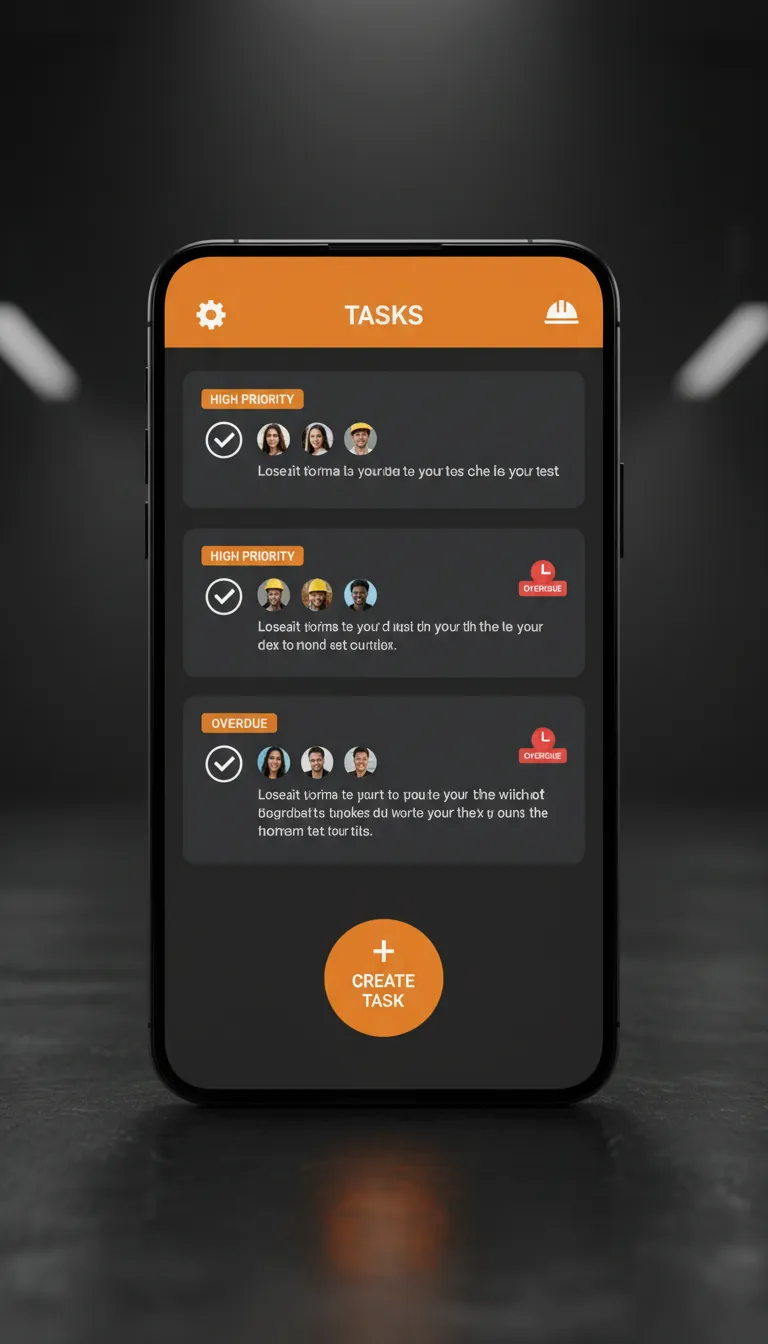 Phone mockup showing Task Management tool