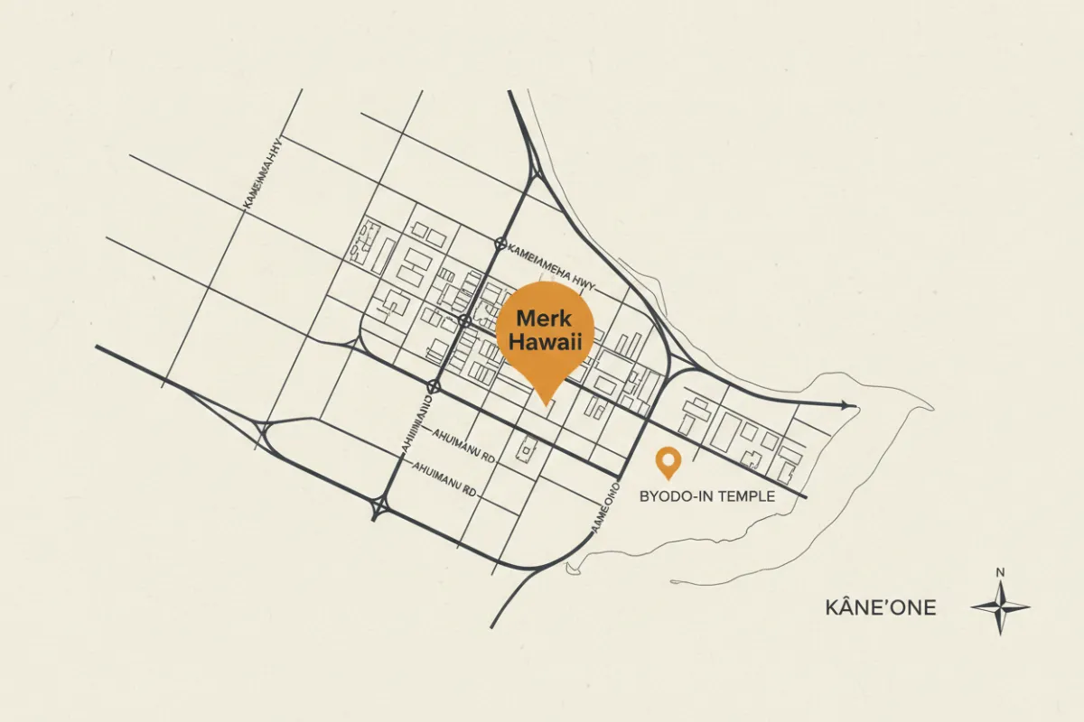 Map showing location of Merk Hawaii in Kaneohe