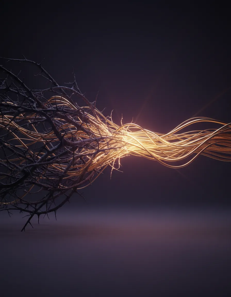 A warm, high-contrast visualization of breaking through mental barriers