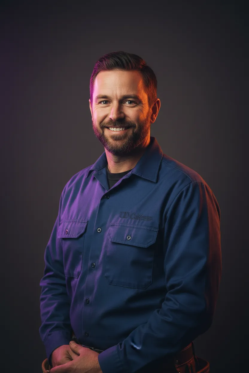 Happy tradesperson client giving a testimonial