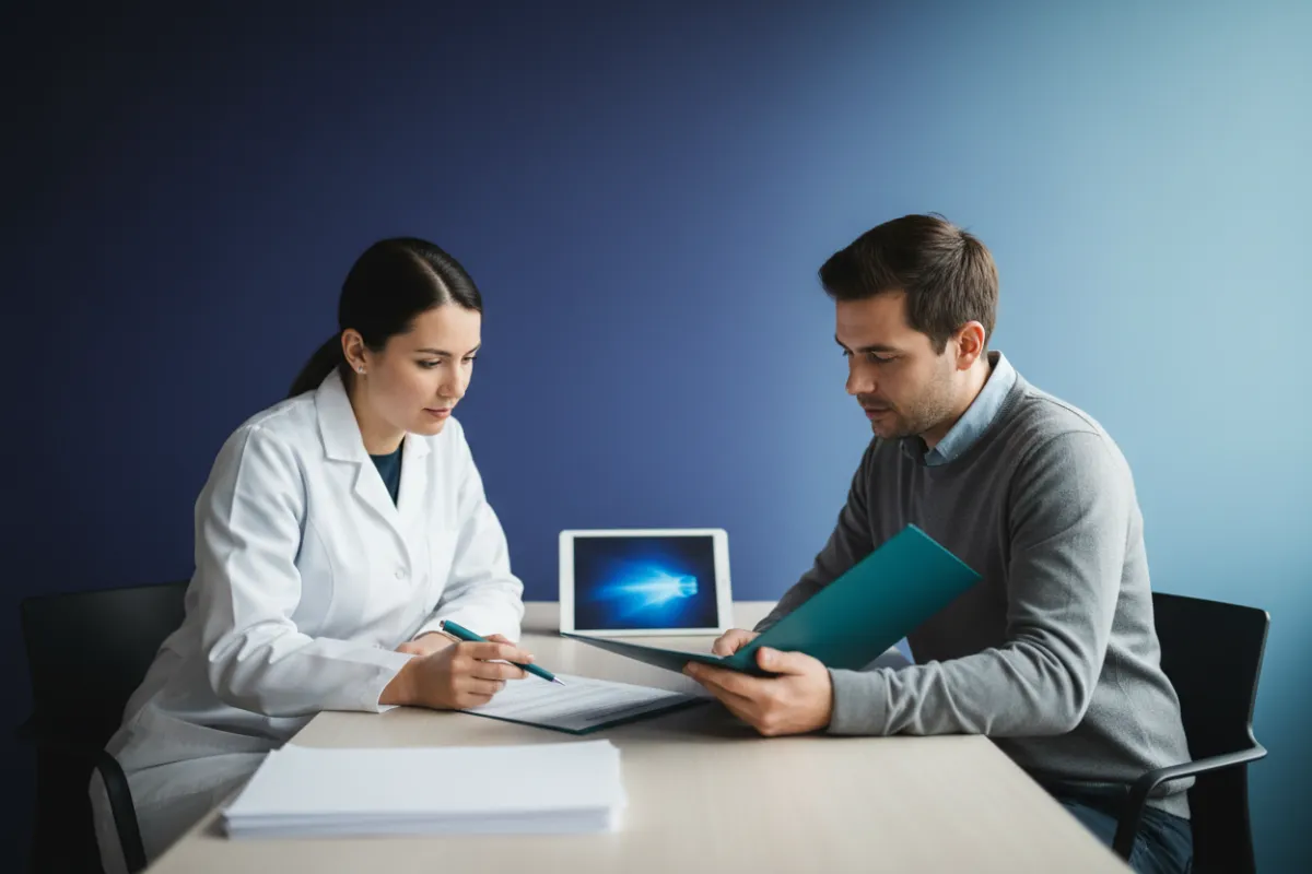 Clinician reviewing a bipolar disorder treatment plan
