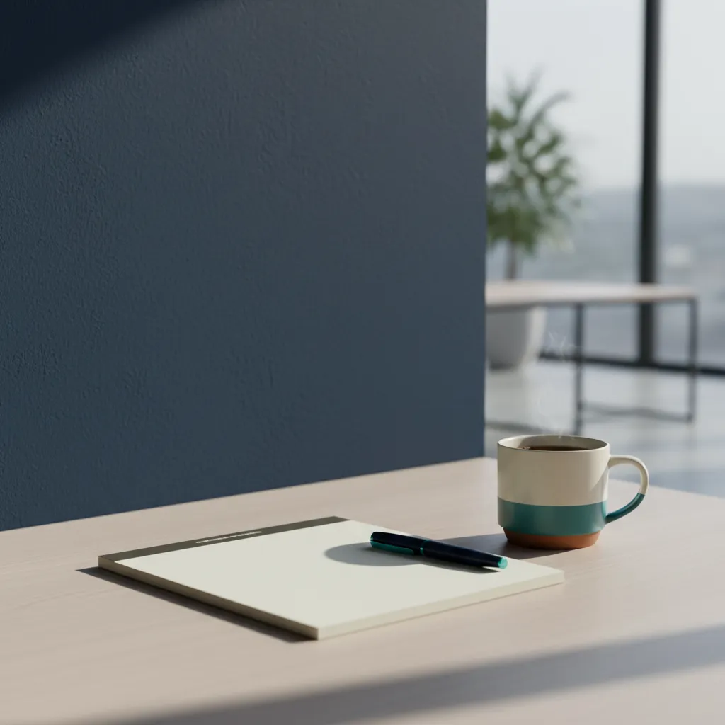 A calming, neatly organized clinical workspace with natural light, representing cognitive clarity and focus.