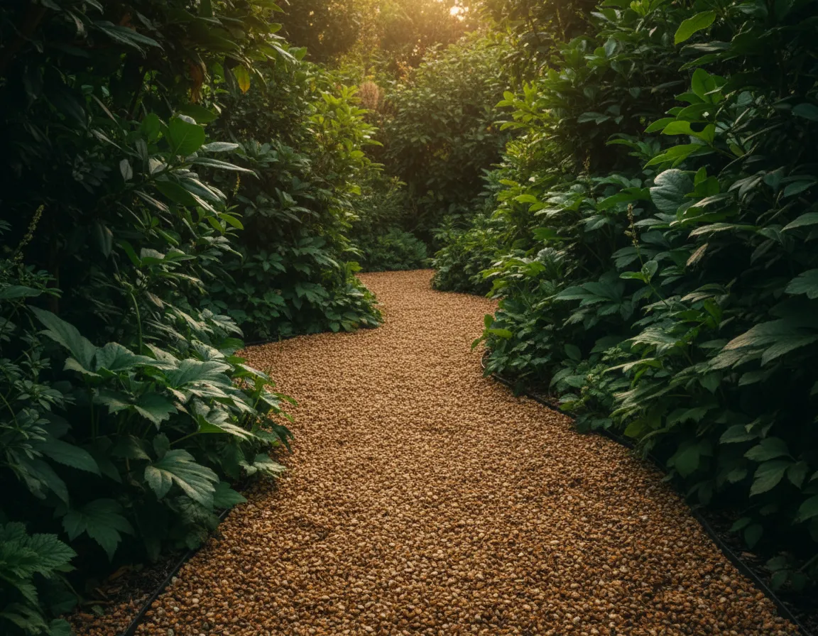 Decorative gravel spread elegantly in a modern landscape