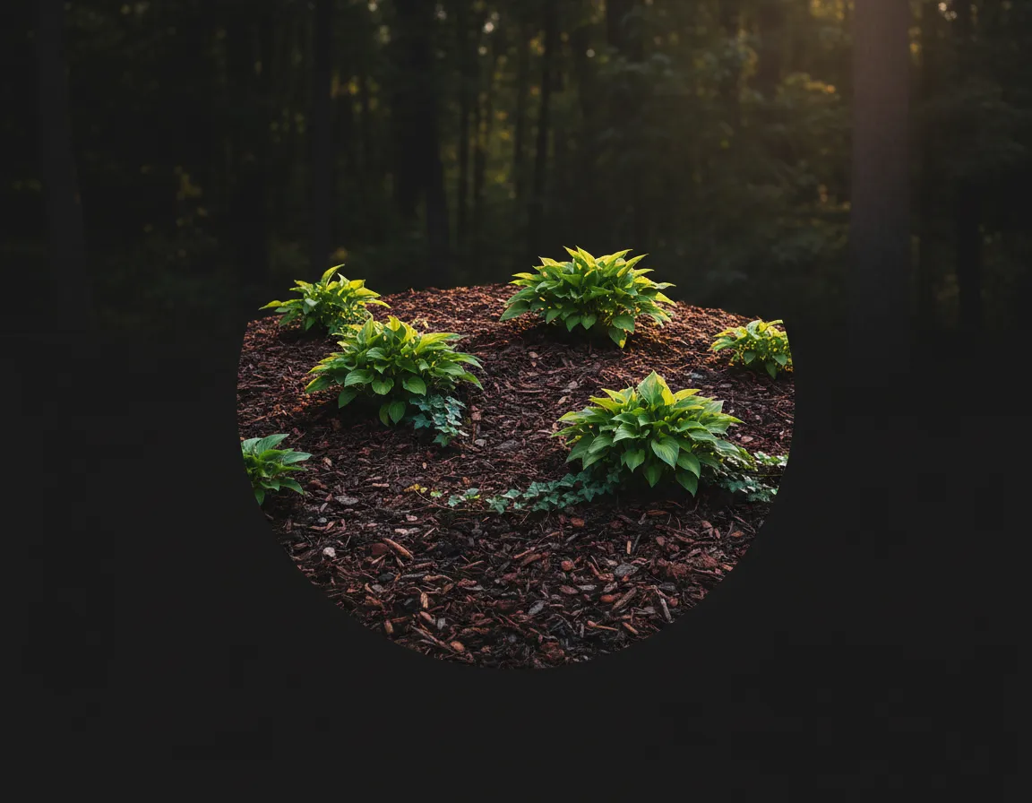 Dark premium mulch framing vibrant green landscape plants