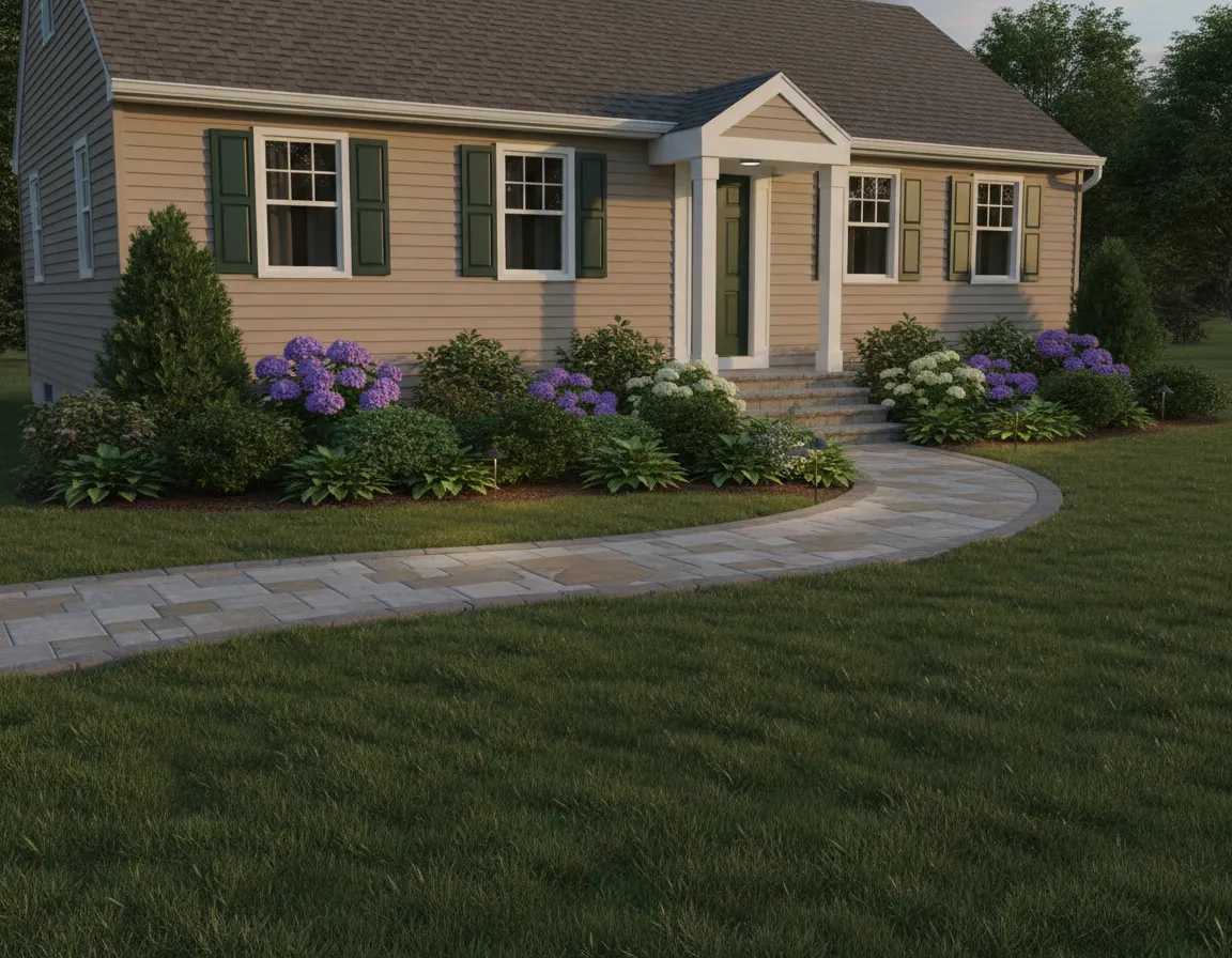 Photo realistic landscape rendering of NJ front yard