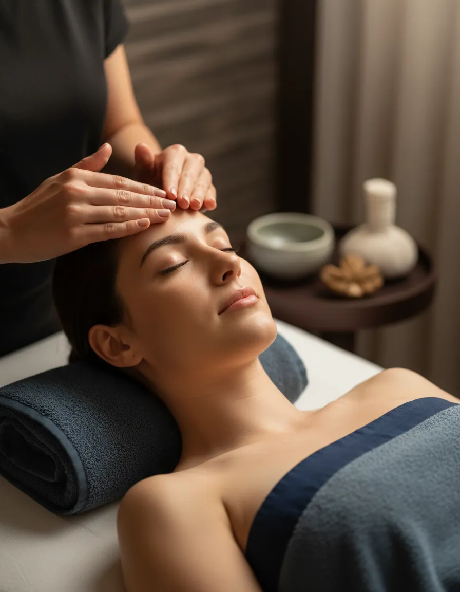 Woman receiving a facial