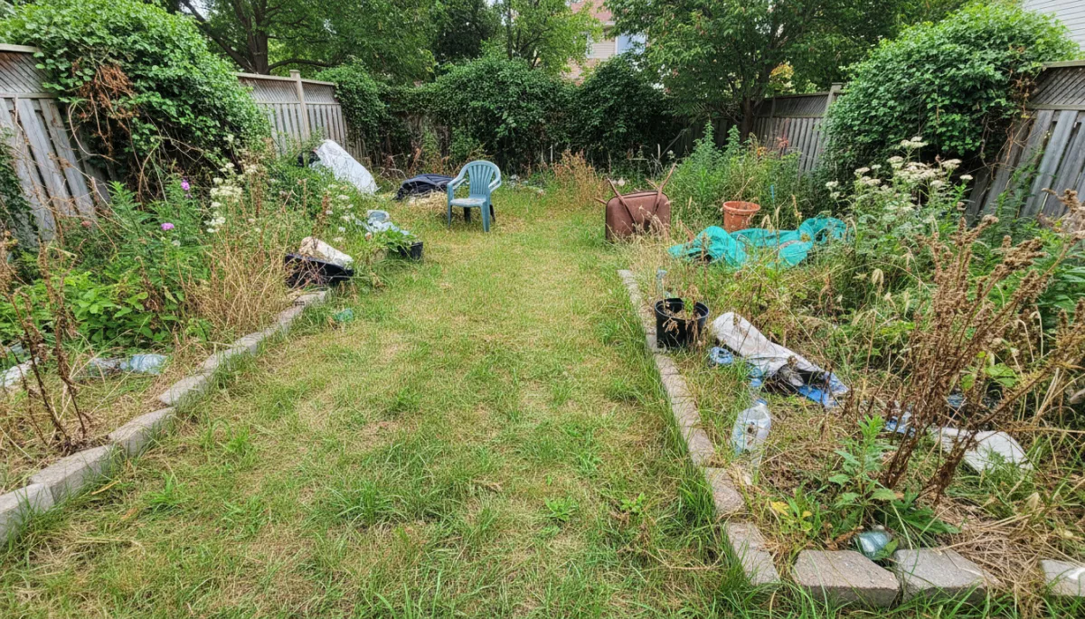 Before overgrown yard in Etobicoke GTA