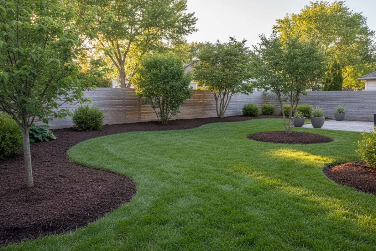 Yard cleanup and mulch installation in Oakville backyard