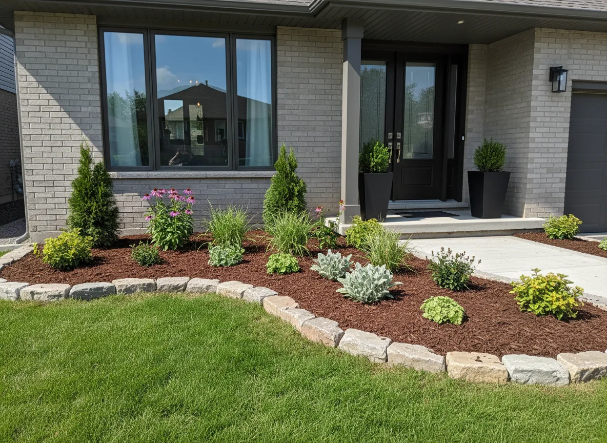 Front yard garden bed installation in Mississauga
