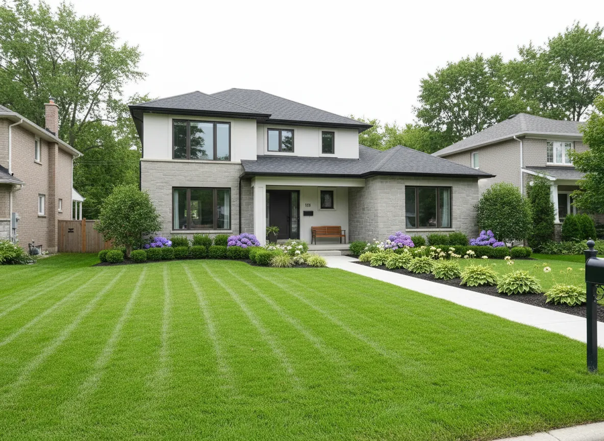 Well-maintained Burlington home lawn and landscaping